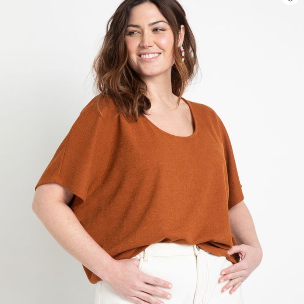 🍀Rust Scoop Neck Crop Tee